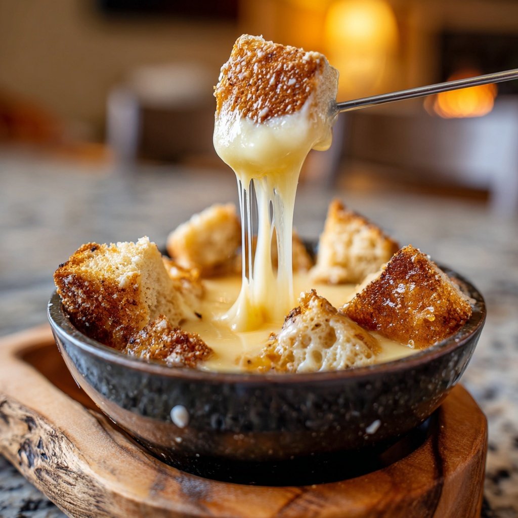 Fondue with Swiss Cheese and Garlic