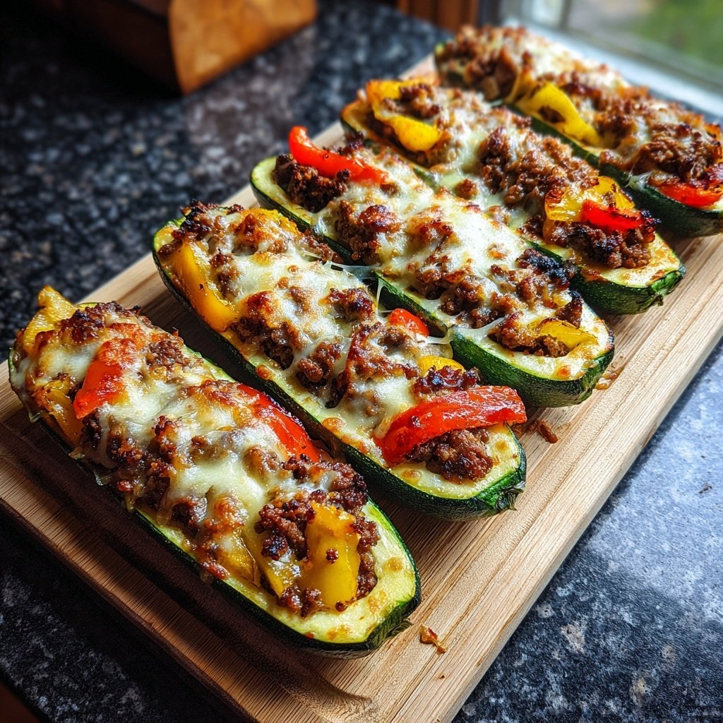 Beef And Veggie Stuffed Zucchini