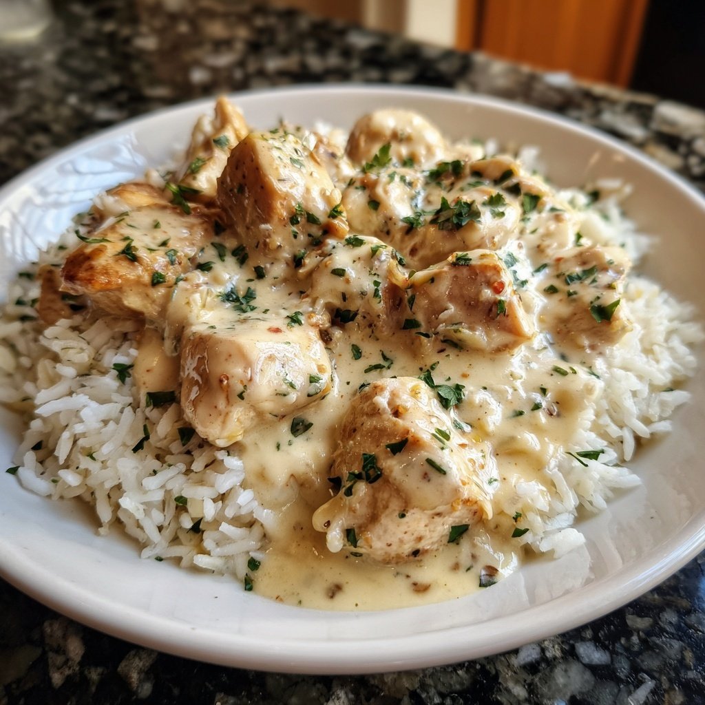 Creamy Garlic Chicken With Rice