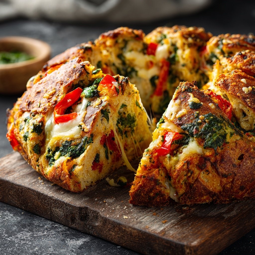 Super Bowl Food Veggie Stuffed Bread Loaf