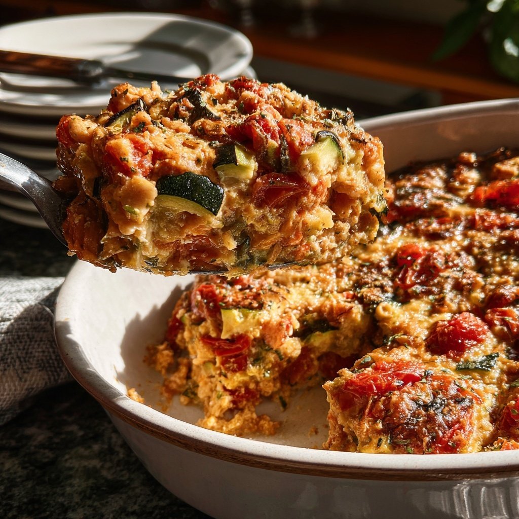 Zucchini Chickpea Tomato Bake